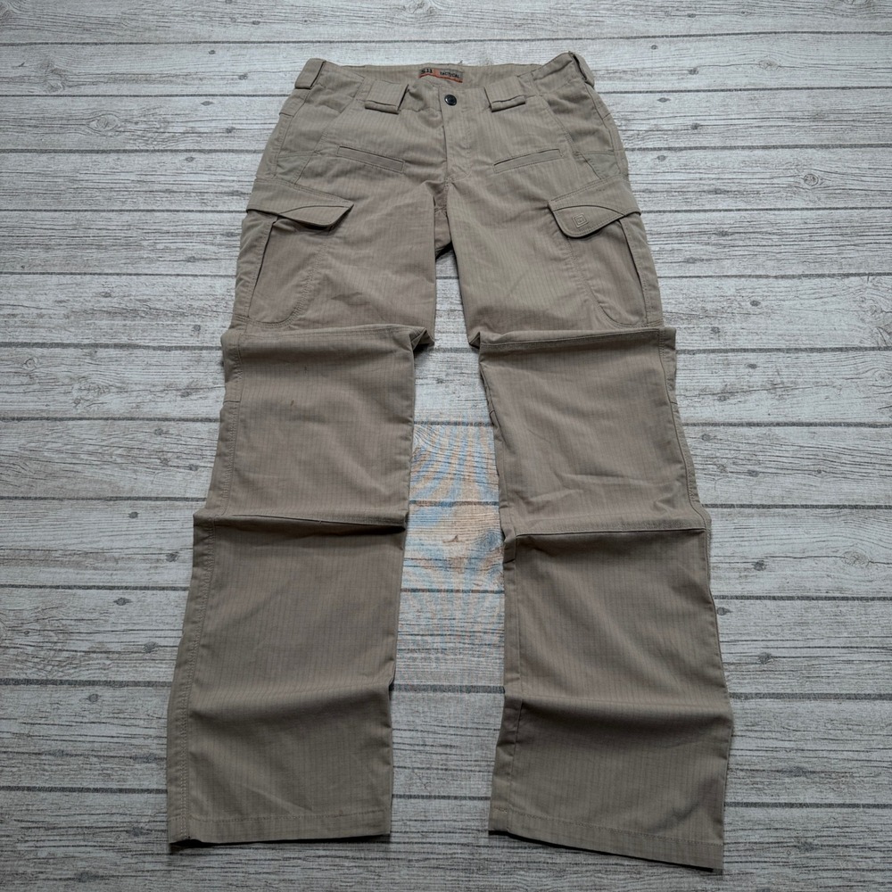 5.11 Tactical Cargo Pants Men's 8 Long Khaki Tan Ripstop Bootcut Relaxed Utility